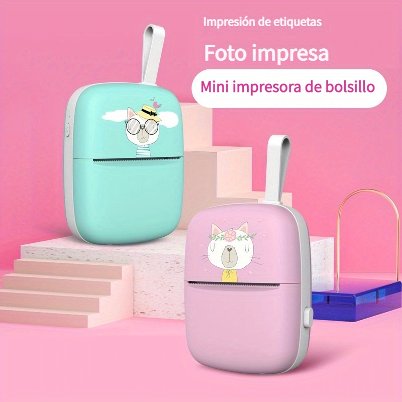  Mini impresora de bolsillo, multifunción ligera, diseño de  cuerpo pequeño, impresora de bolsillo portátil para niños para horario de  clases para familia y oficina (rosa) : Productos de Oficina
