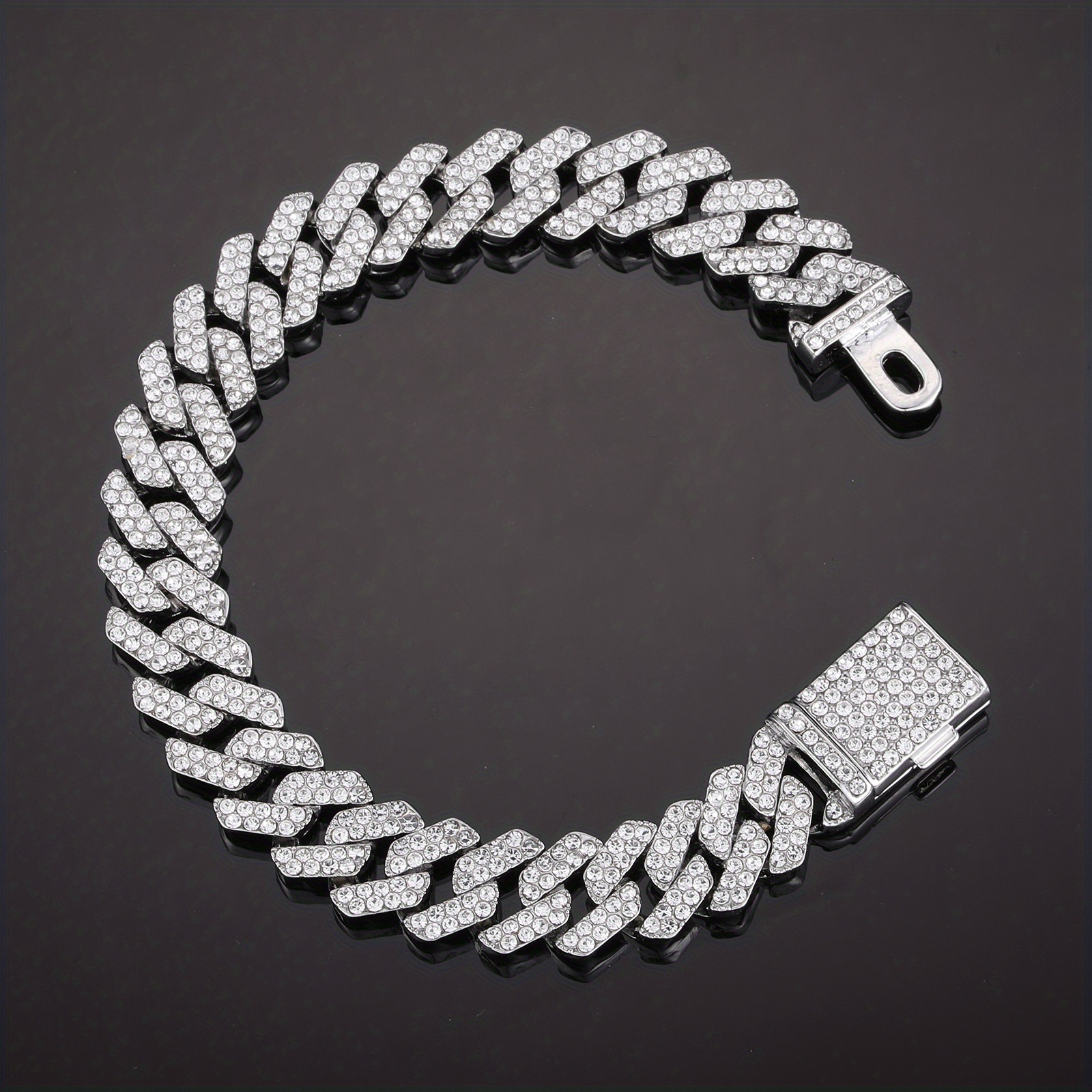 Men's Miami Cuban Connecting Chain Ice Cube Full - Temu