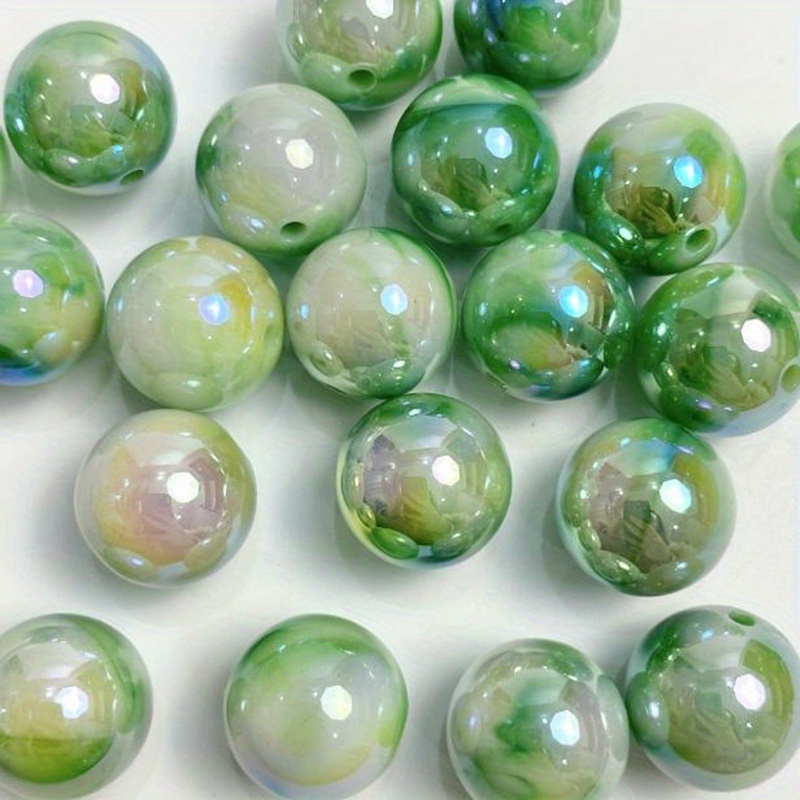 10pcs 16mm Plated Acrylic Straight Hole Cloud Two-color Gradient Cloud Beads Diy Phone Chain Key Chain Bracelet Necklace Car Hanging Mixed Color Beads