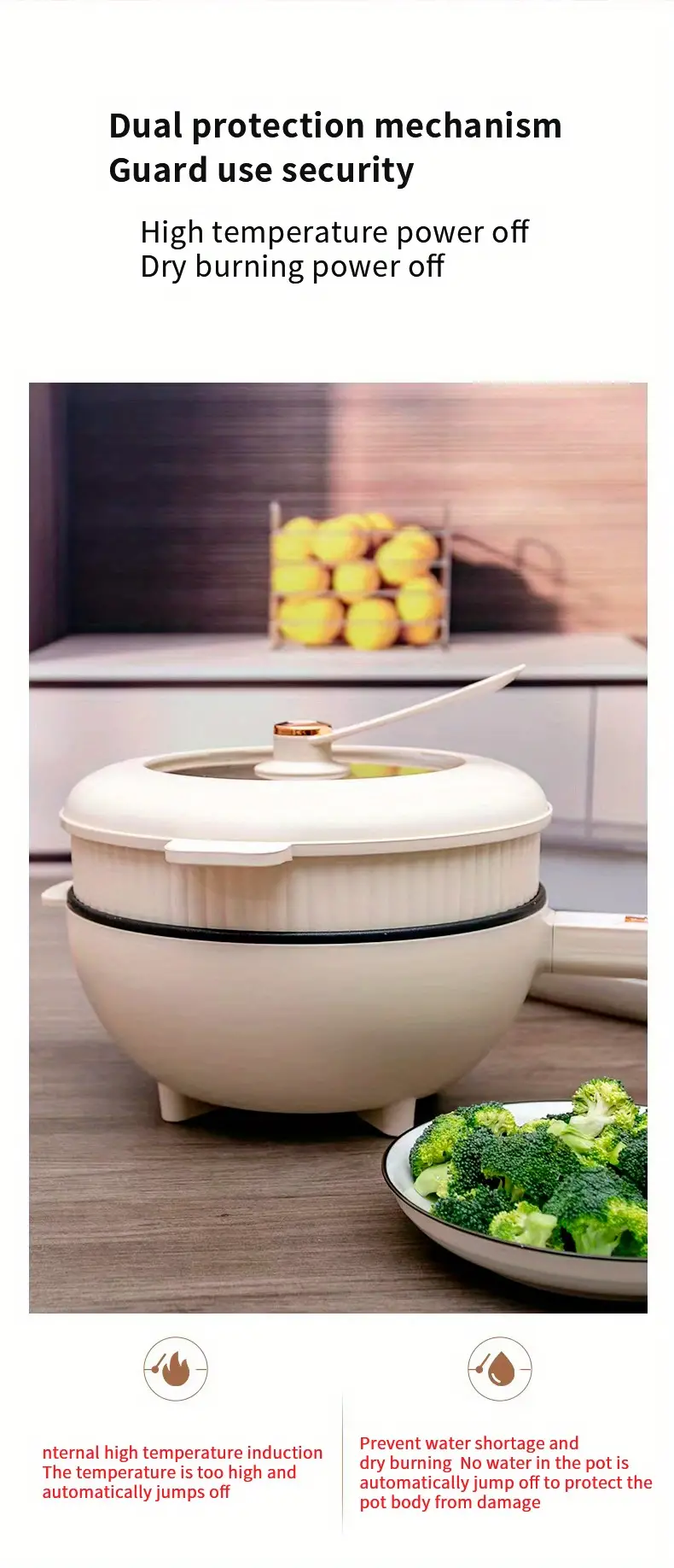 electric frying pan one piece nonstick pan multifunctional stir fry pot household dinner large capacity electric hot pot details 6