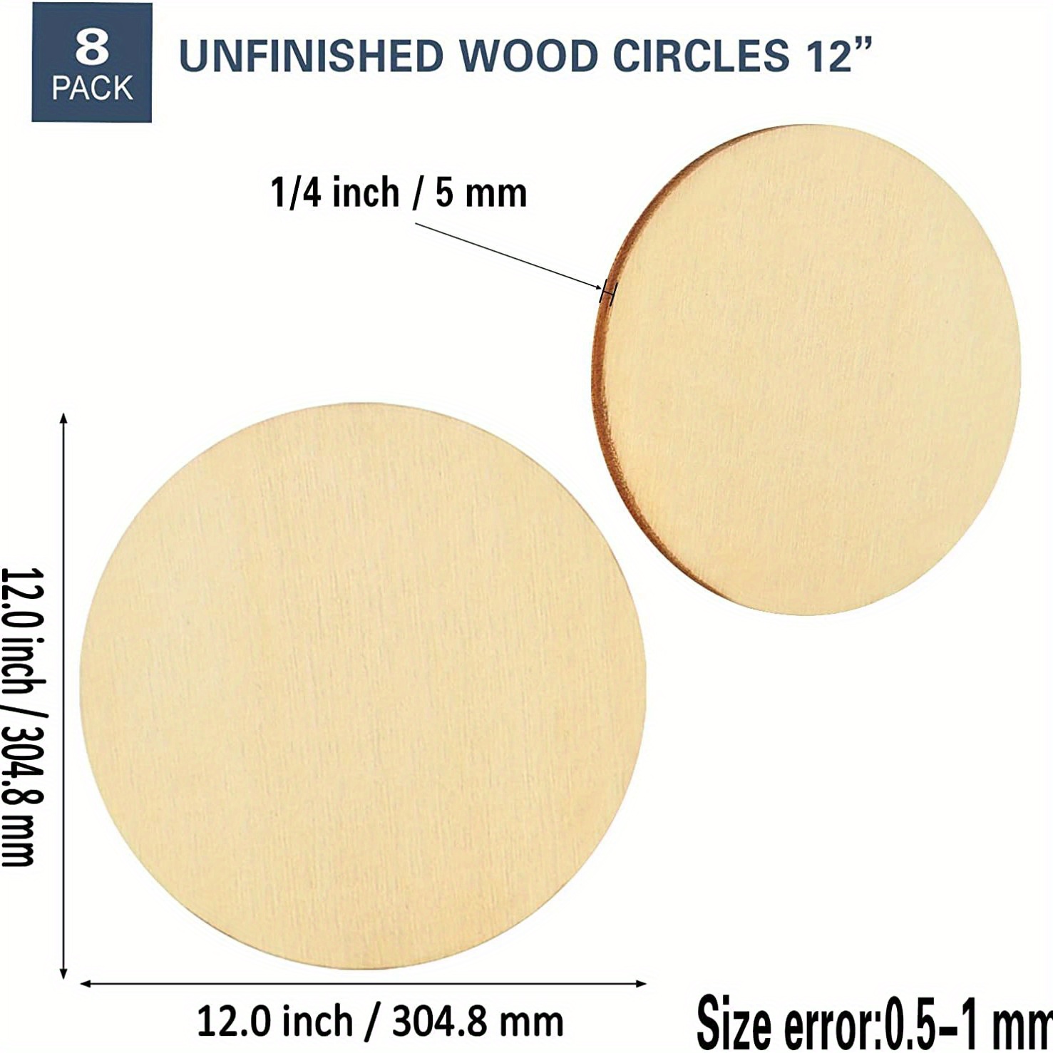 Unfinished Large Round Wood Circle Discs with hole 3 1/2 Set of 10