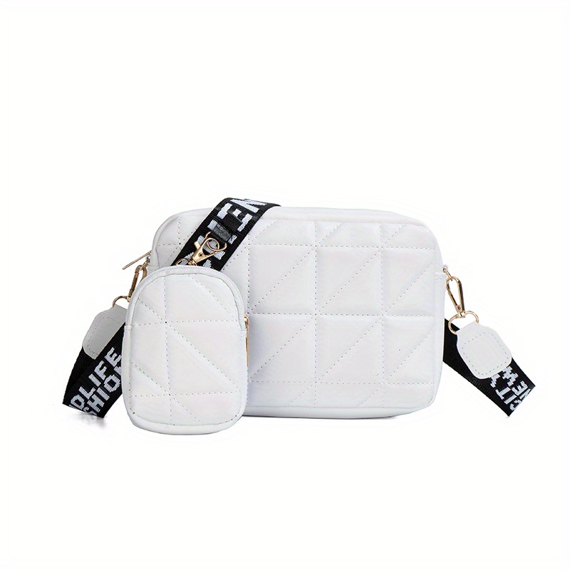 Argyle Quilted Crossbody Bag Set, Fashion Shoulder Bag With Coin