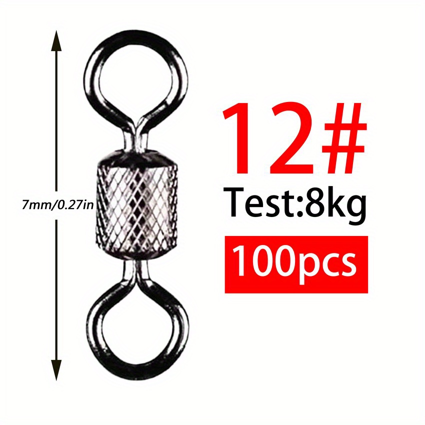 100pcs Fishing Swivels 1 14 Sizes Solid Connector Ball Bearing