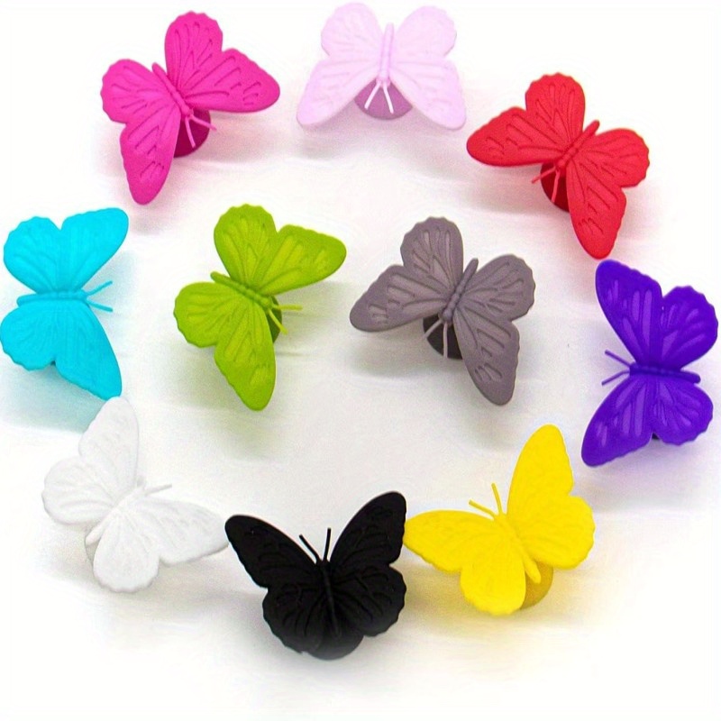 Silicone Wine Glass Markers Set Butterfly Style Glass Charms - Temu