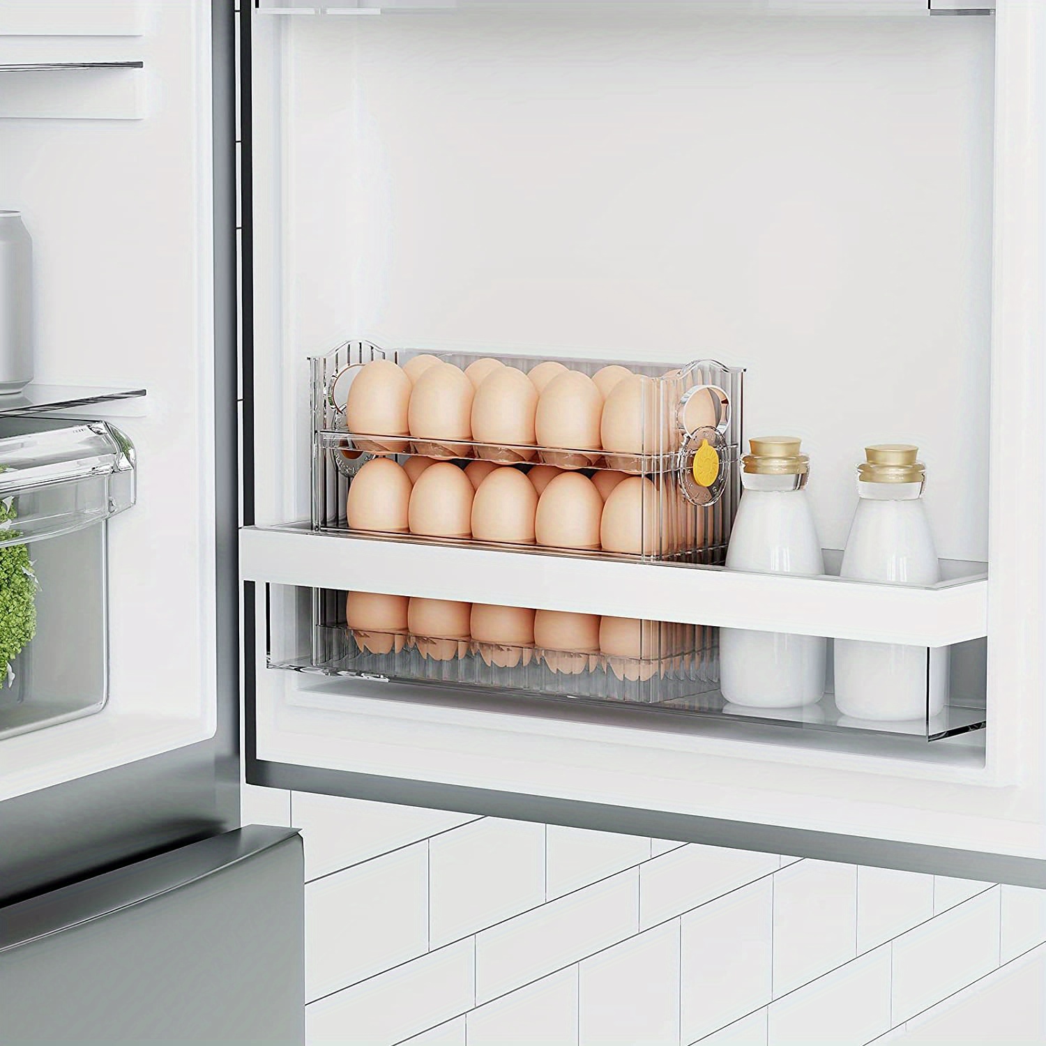 Soporte para Huevos de 3 Niveles para Refrigerador, Contenedor de  Almacenamiento de Huevos para Estante de Cocina de Despensa Verde perfecl  Titular de huevos