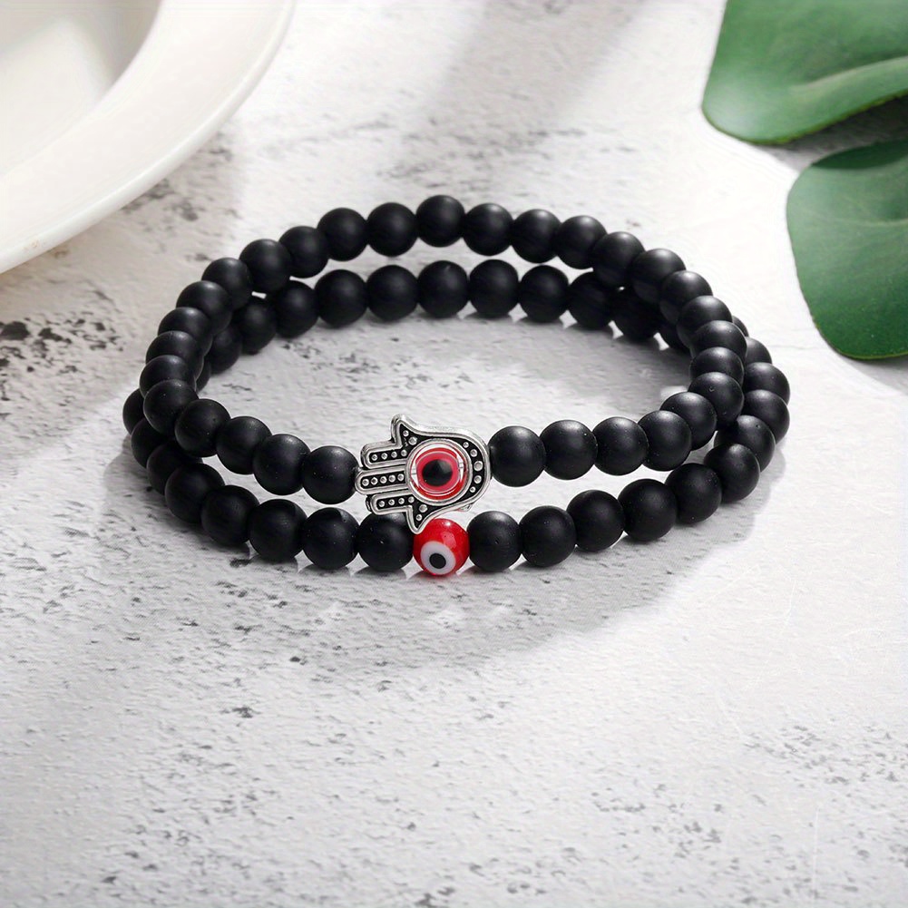 2pcs Beaded Black And Red Bracelet Bead-string Bracelet Jewelry