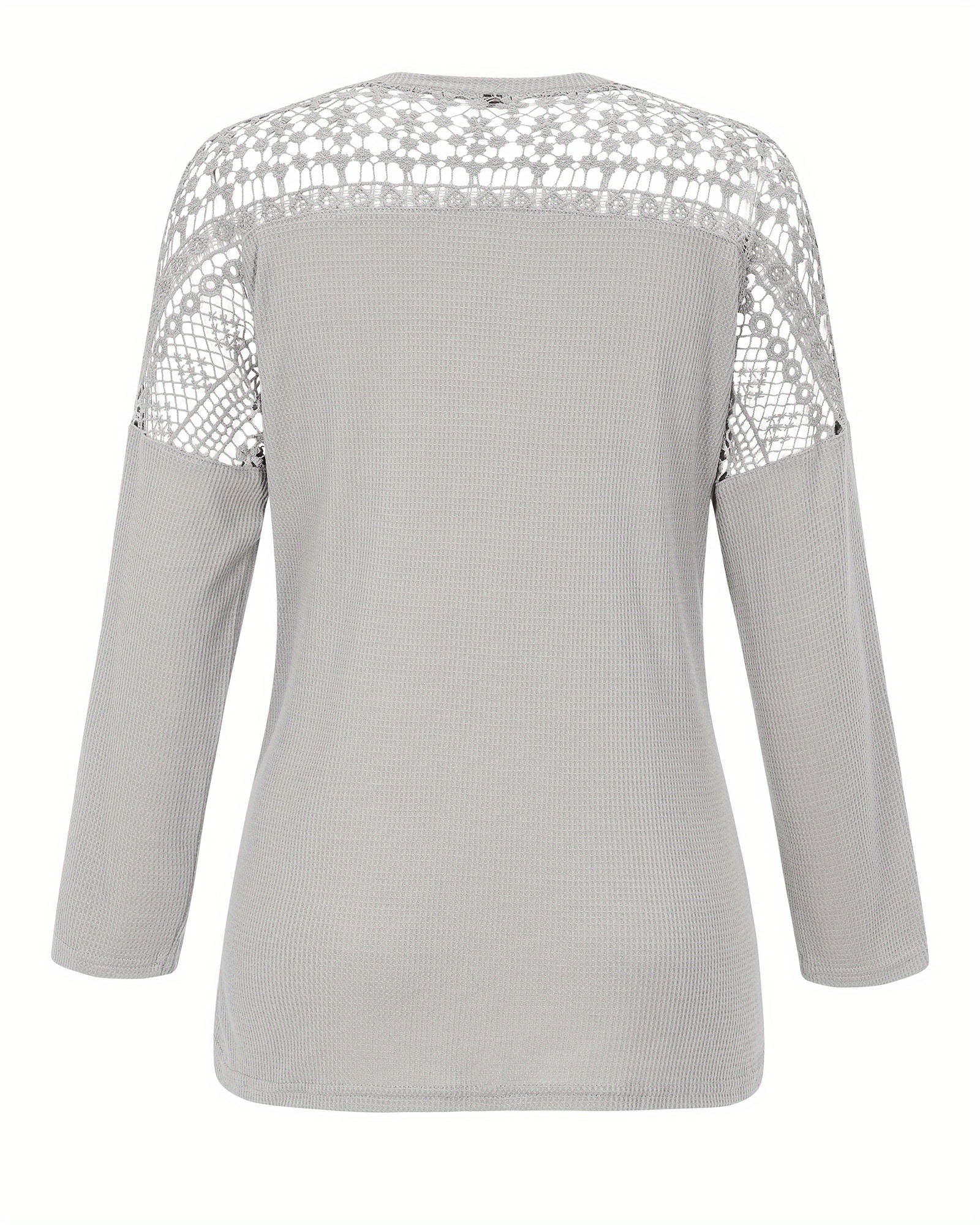 Tee-shirt manches longues col V en mailles gris