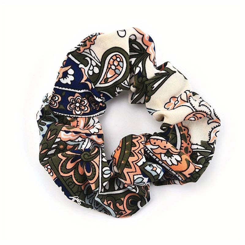 Boho Style Large Scrunchie Hair Tie Waist Fruit Flower Print Headwear