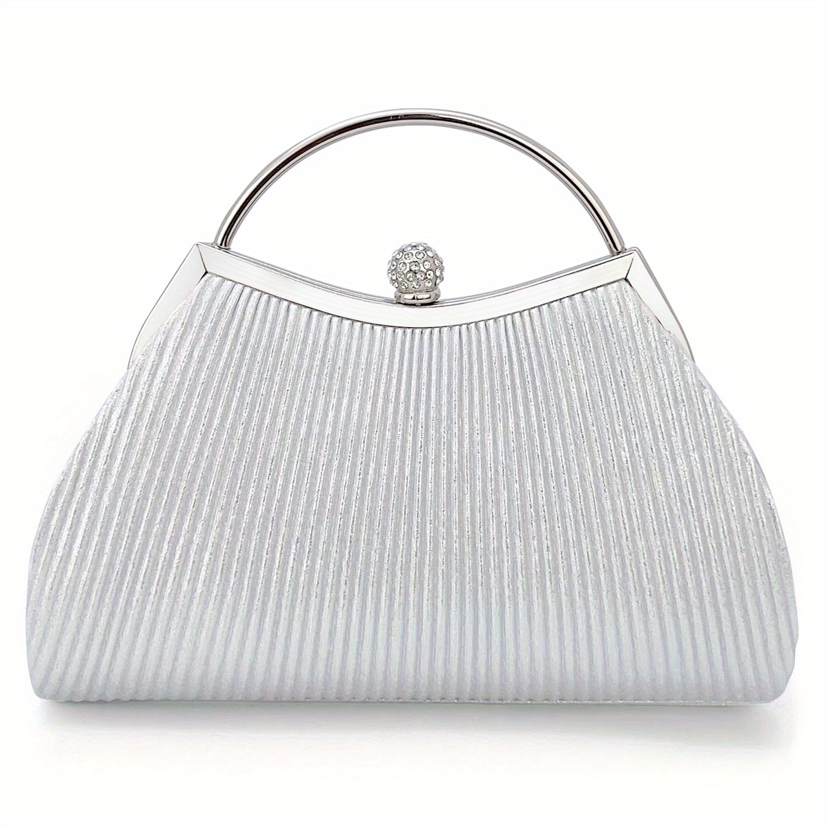 Ruched Evening Bag For Women, Top Ring Clutch Purse, Rhinestone Decor  Handbags For Wedding Prom Dinner Simple & Versatile Pleated Design  Rhinestone Decorated Clutch Purse For Women, Perfect For Evening Party