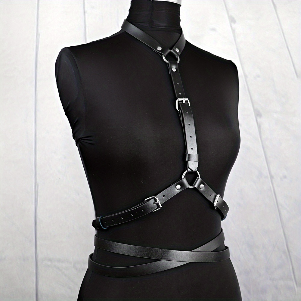 Punk Neck Halter Harness Belt Gothic Pu Leather Bras Harness - Temu