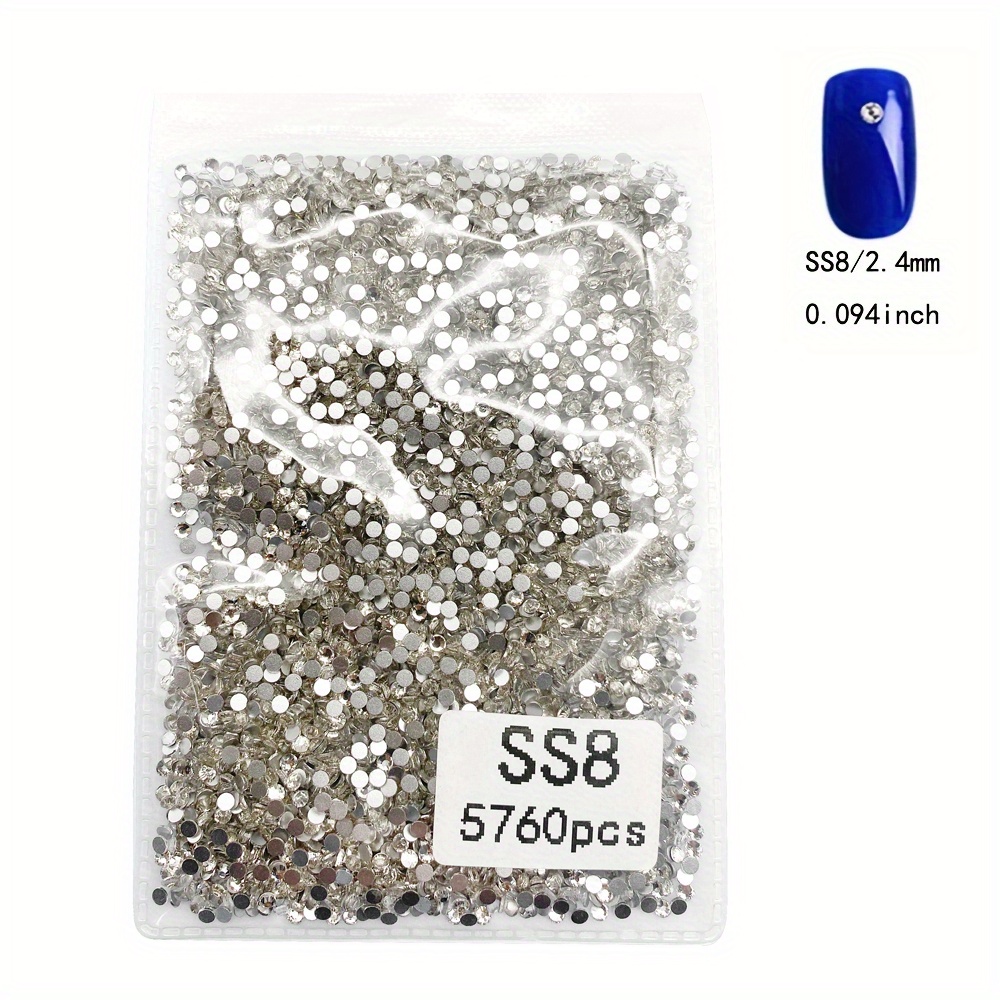 4320Pcs SS10 Flatback Rhinestones for Crafts Bulk Clear-Crystals White  Craft Gems Jewels Glass Diamonds Stone 3mm-Silver Gems for Nails Dance  Costumes