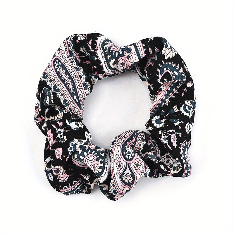 Boho Style Large Scrunchie Hair Tie Waist Fruit Flower Print Headwear