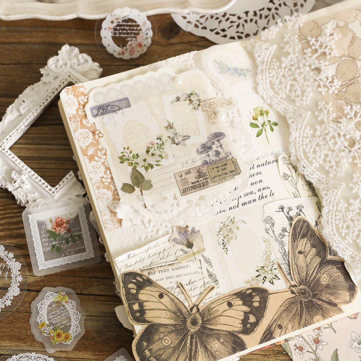 Abhsant 348 Pcs Scrapbooking Supplies Kit, Vintage Aesthetic For Bullet