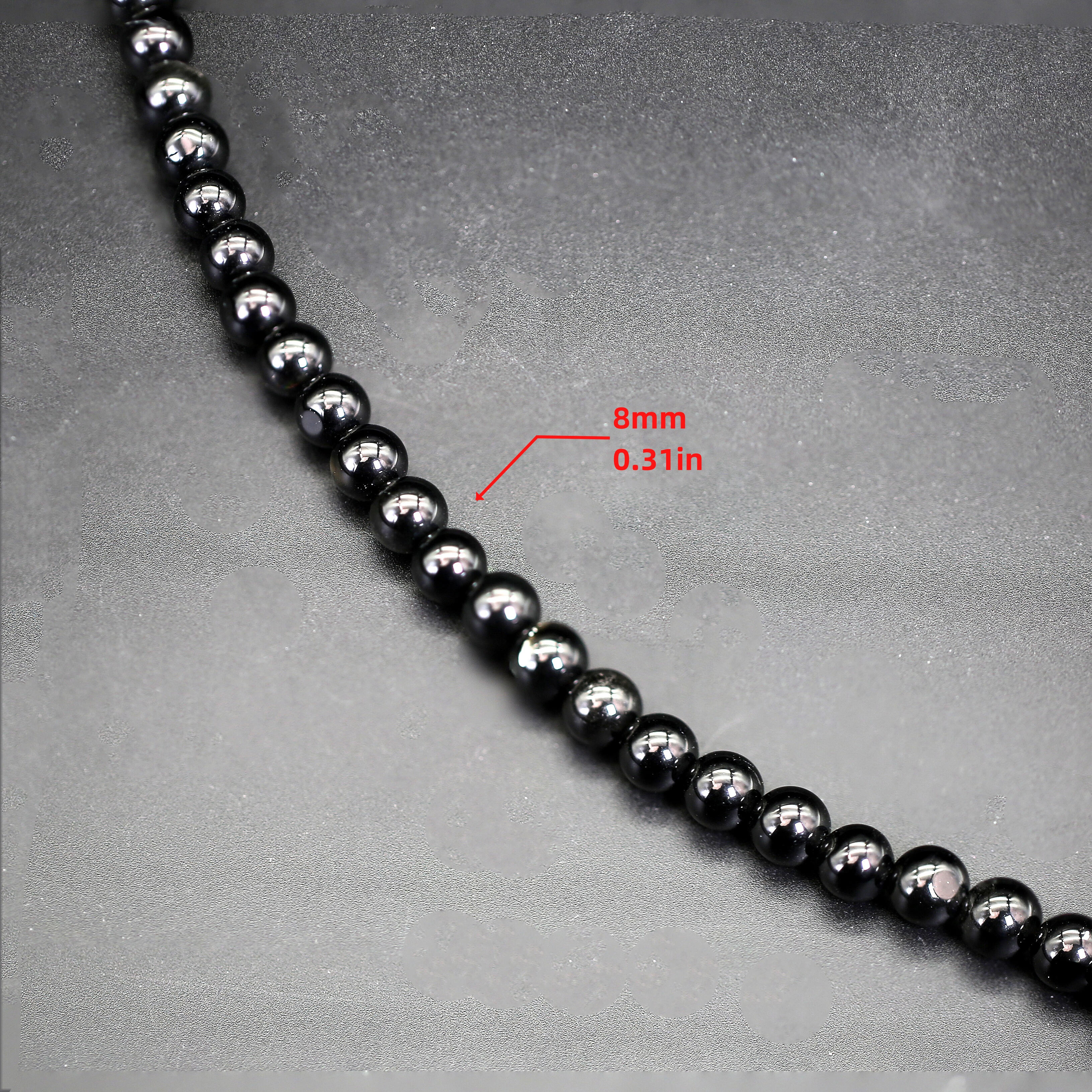 TEMU 1strand About 25-30pcs Natural Black Tourmaline Gemstone Round Beads 15.5