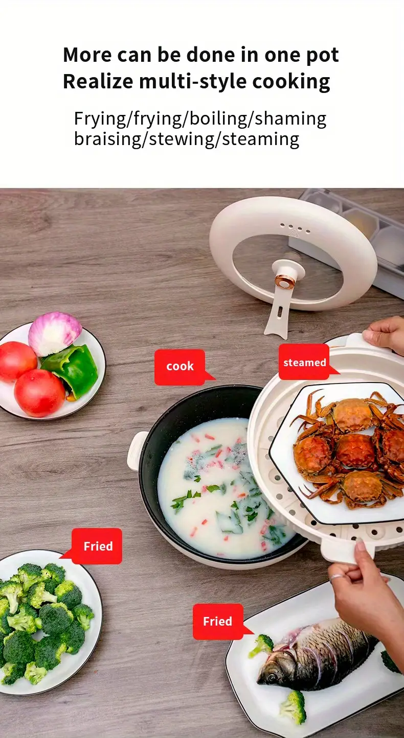 electric frying pan one piece nonstick pan multifunctional stir fry pot household dinner large capacity electric hot pot details 5