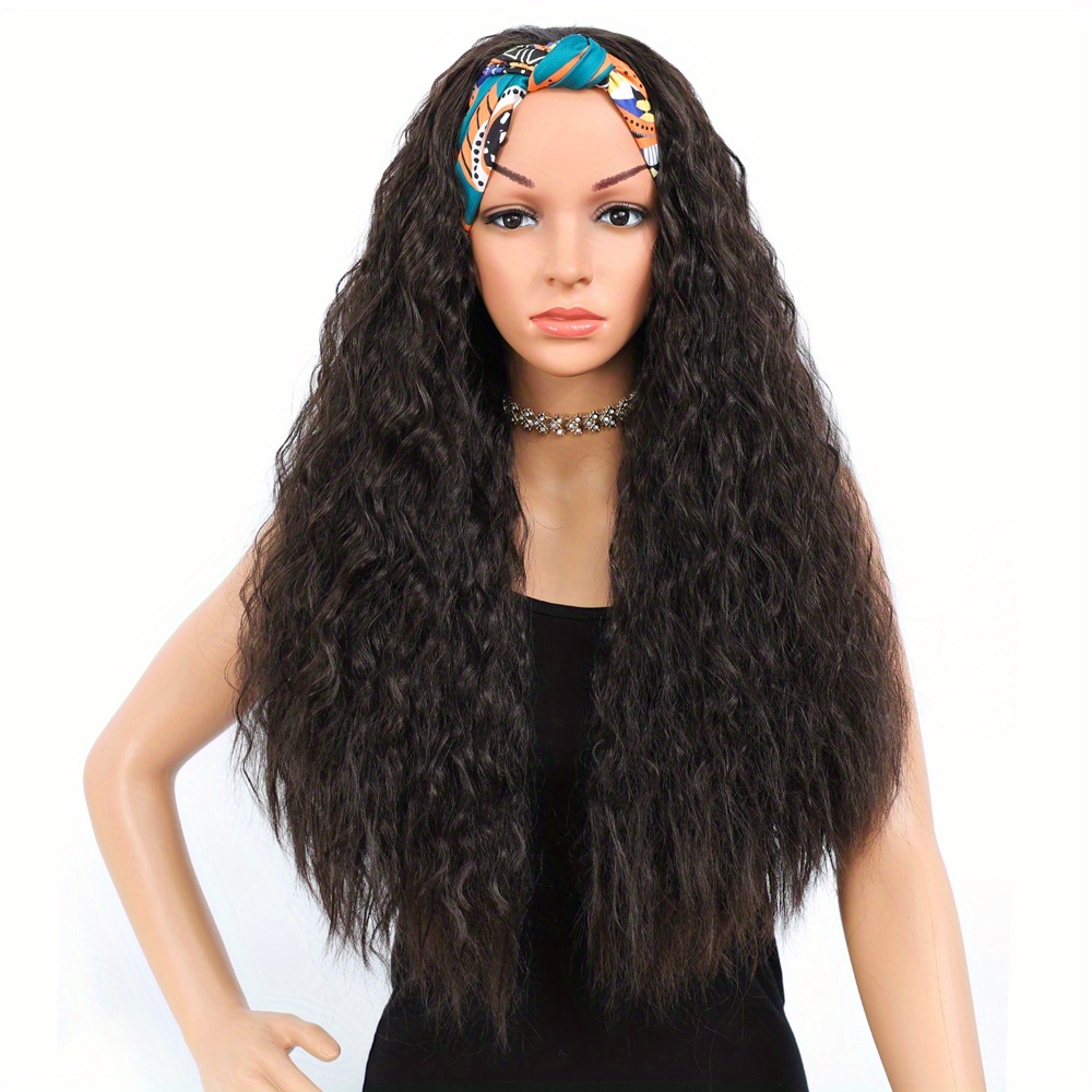 Headband Wigs Long Curly Wavy Hair Wigs Headband Synthetic Temu