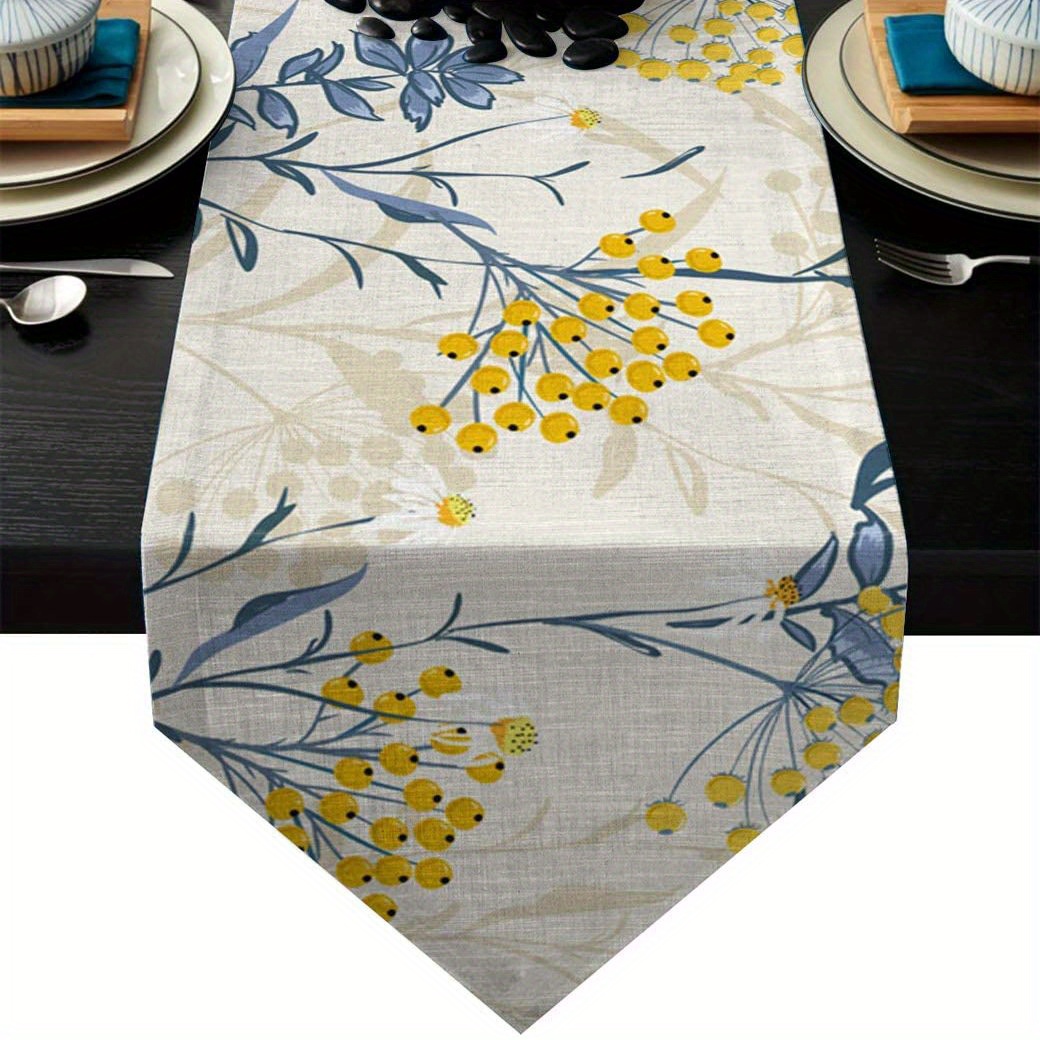 1pc Burlap Table Runners Vintage Floral Plant Linens Table Runner Cloth ...