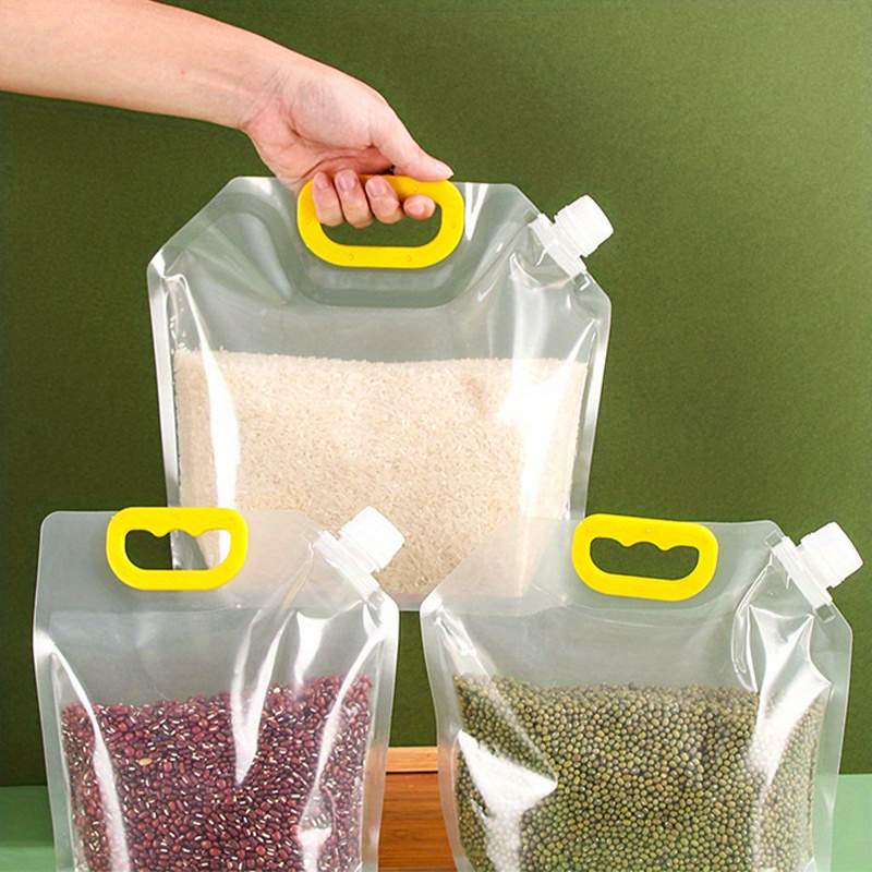 1Pc Cereal Storage Bag Beans Food Moisture-Proof Bag Food Portable Storage  Dispensing Bag Transparent Suction
