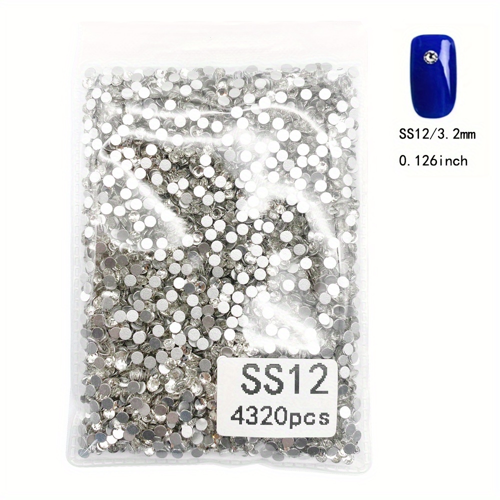 4320Pcs SS10 Silver Hotfix Rhinestones Crystal Glass Diamonds for Clothes  Fabric Shirts Tumblers Shiny Decoration Flatback Round (2.8MM Bulk)