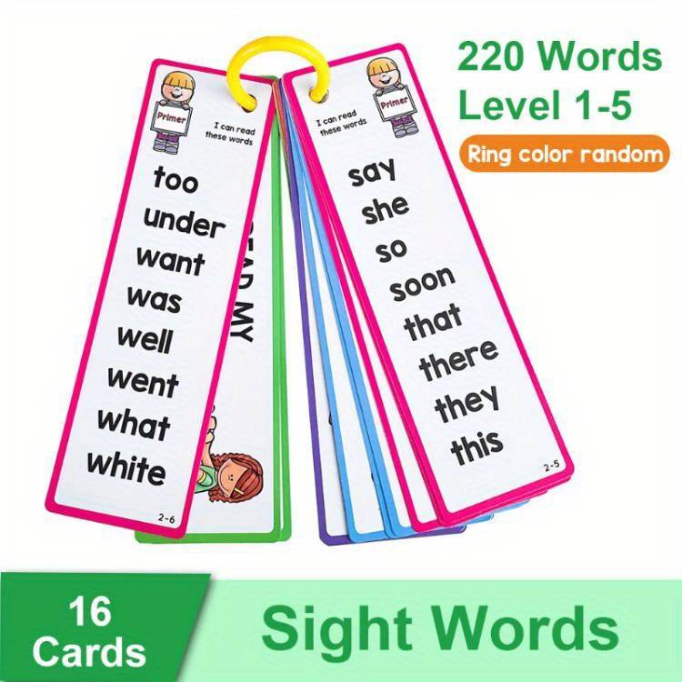 Flashcard　Toys,　Temu　Memorise　Games　Vocabulary　Years　Kids　Words　220　Cards　Montessori　English　3-8　Learning　Sight　Building　Gifts　Educational