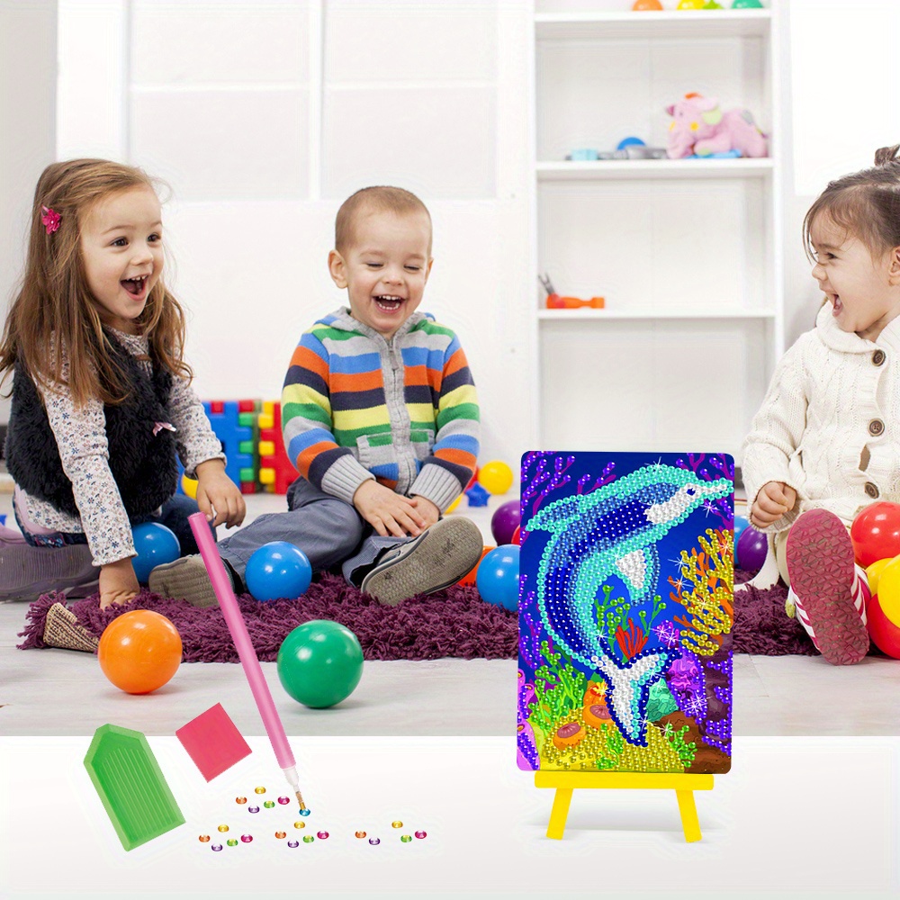 Mini 5d Diamond Painting With Easel, Diy Crafts Set For Kids Gem Painting  Kit, Whale Diamond Painting Kits For Kids And Beginners Home Decoration -  Temu