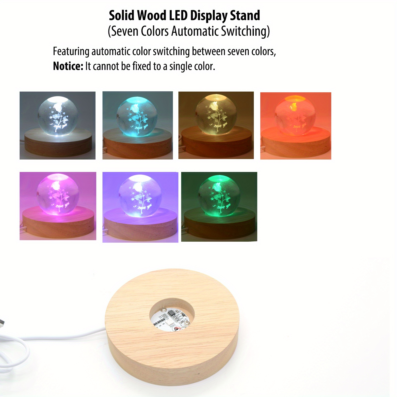 solid wooden     color led light display base wooden light display base stand for 3d crystal glass resin art 3d pictures christmas halloween thanksgiving day gift details 3