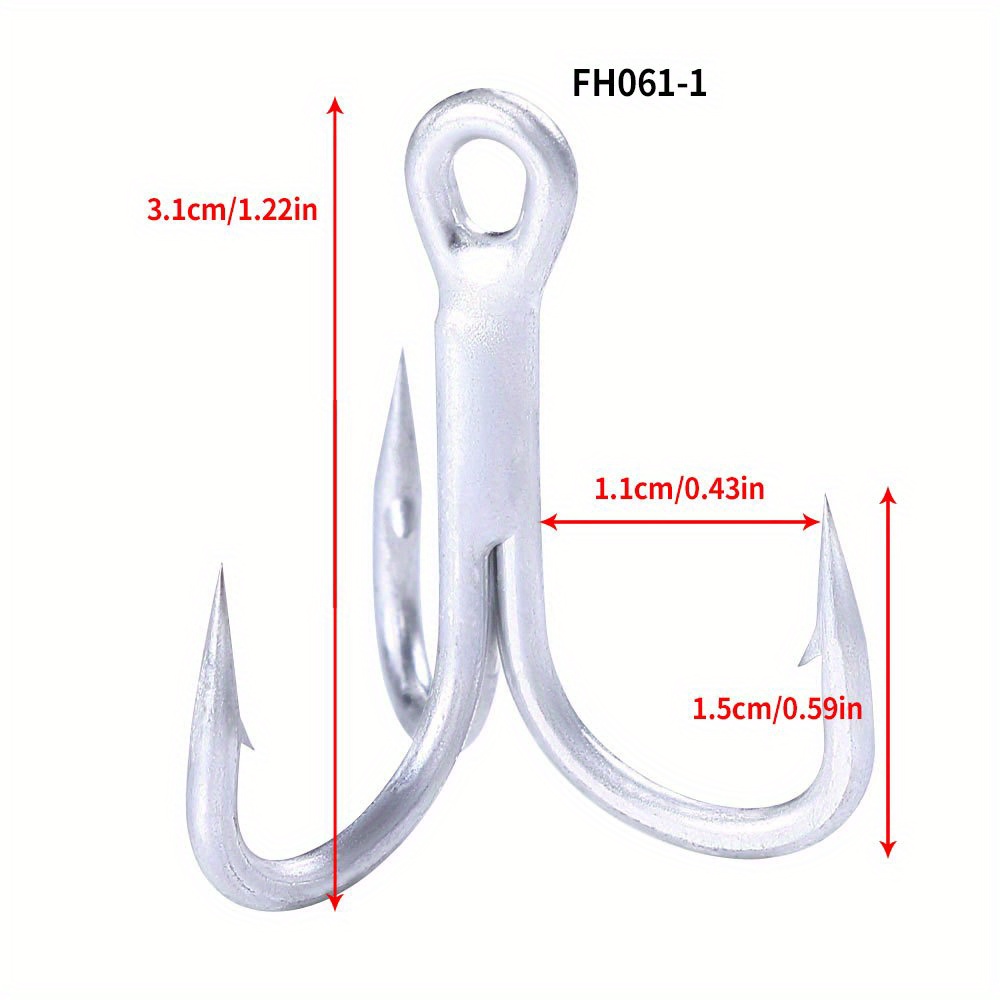 4x-Strong Treble Hook Fishing Hooks Size 4#-5/0 Sharp Round Bend for Lures  Baits 