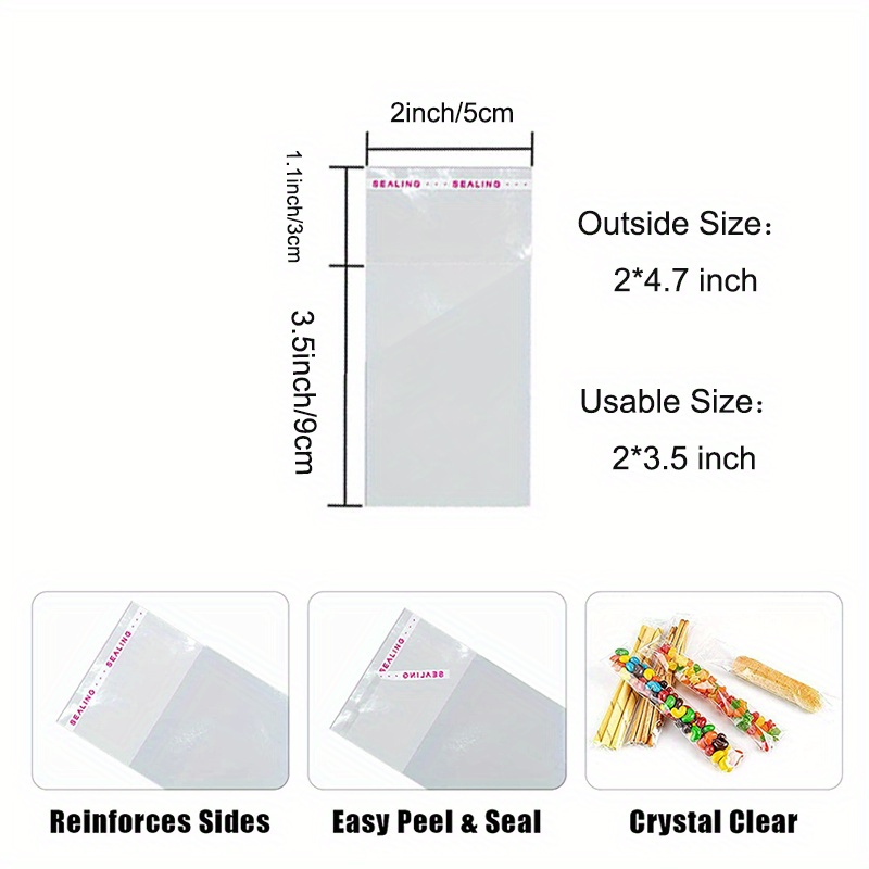 1.4mils Cello Bags Clear Plastic Resealable Self adhesive - Temu