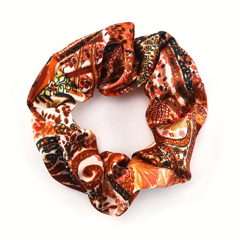 Boho Style Large Scrunchie Hair Tie Waist Fruit Flower Print Headwear