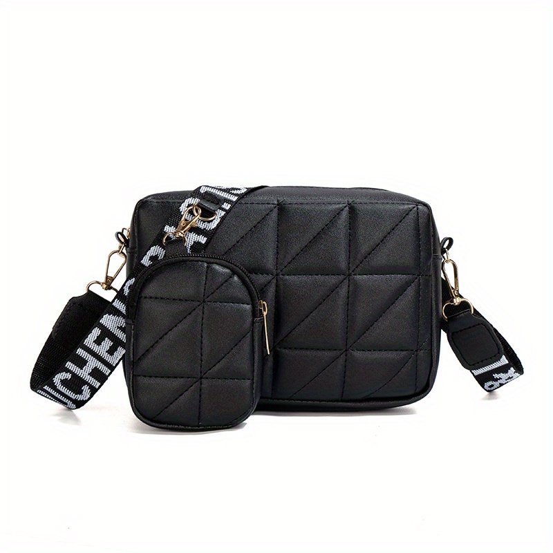 Argyle Quilted Crossbody Bag Set, Fashion Shoulder Bag With Coin Purse,  Women's Small Square Bag - Temu