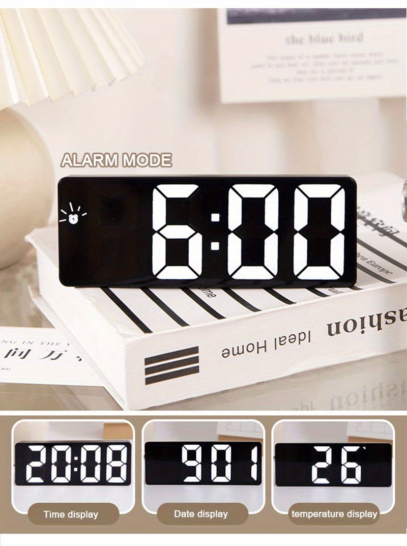 Reloj despertador digital, relojes electrónicos con espejo LED de