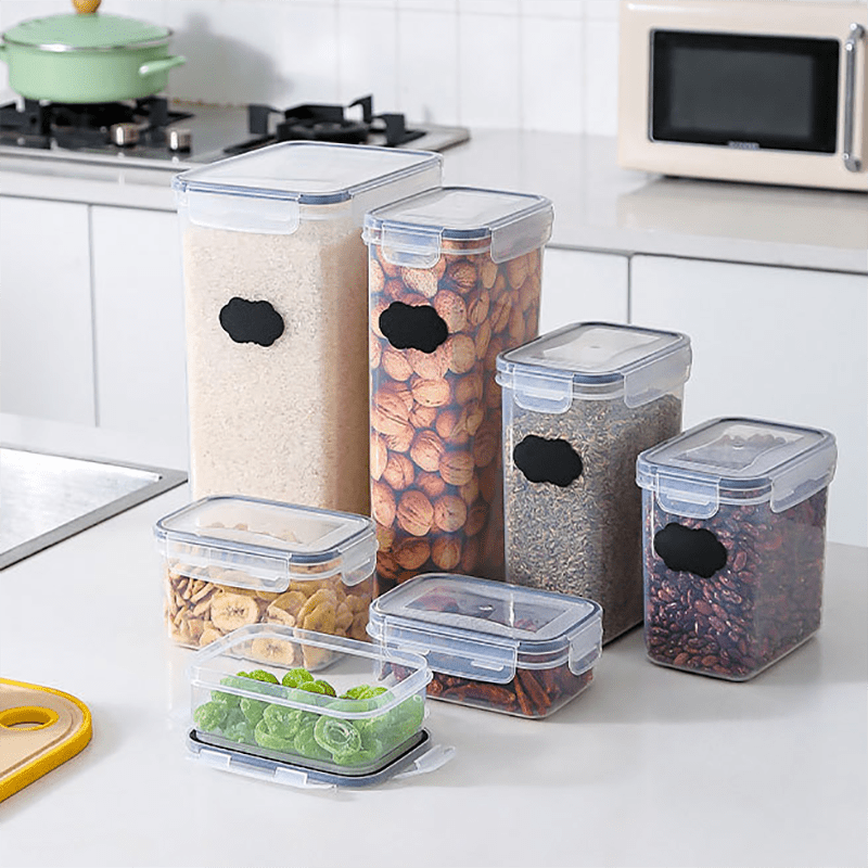 Cereal Sealed Box With Lid, Food Storage Container, Transparent Food Storage  Box, Plastic Bean Container, Multifunctional Cereal Rice Wheat Container -  Temu