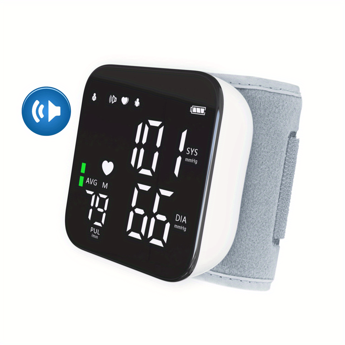 Monitor de presión arterial de muñeca, máquina de presión arterial,  conversación automática, pantalla LCD grande, medidor de pulso digital de  latido