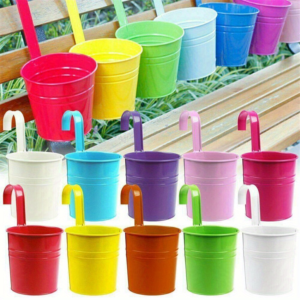 3/10 pezzi vasi da fiori da appendere alla parete 10 colori vasi da fiori  in metallo con manico fioriere da balcone in ferro secchio portafiori  decorazioni da giardino - AliExpress