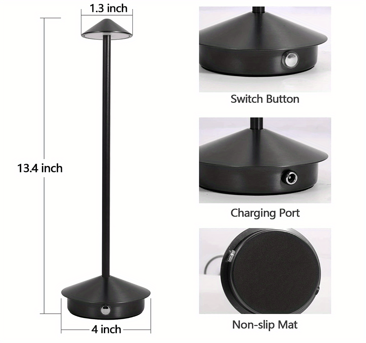  MQB Lámpara de mesa, lámpara de escritorio LED regulable,  lámparas de mesa con pilas de 1200 mAh, lámpara recargable para dormitorio,  lámparas táctiles plegables, lámparas de noche, lámpara de : Herramientas