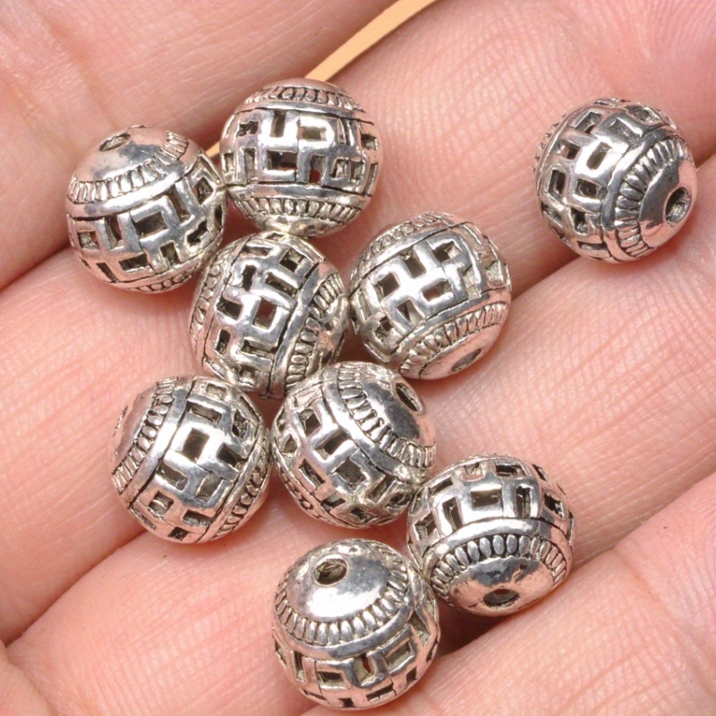 Antique Silver Plated Alloy Beads Vintage Spacer Beads - Temu