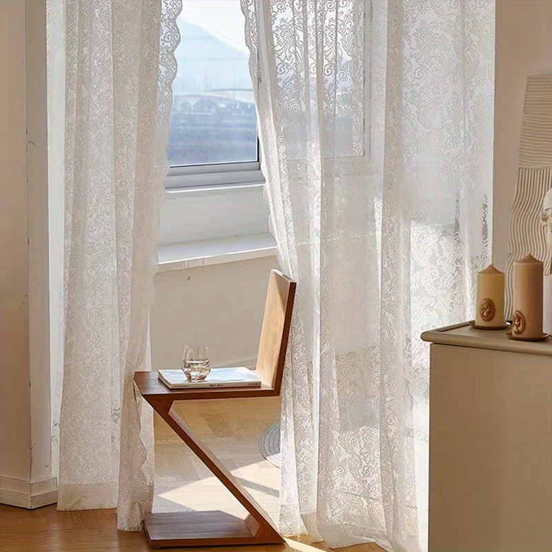 elegant white phoenix tail sheer curtain with   uv protection rod   for living room bedroom decor   details 2