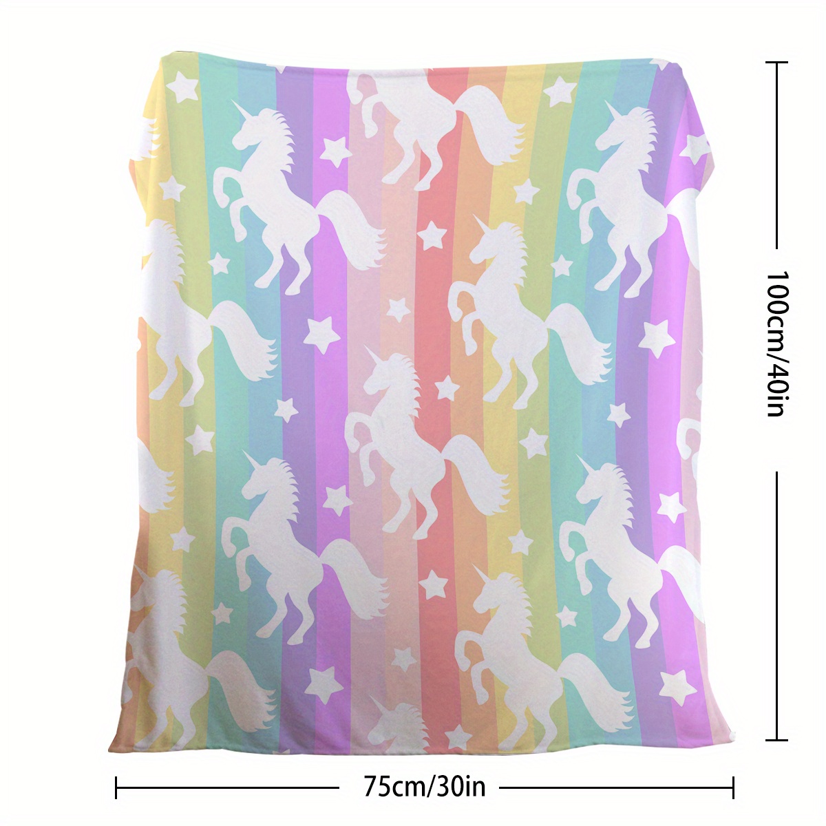 1pc Flannel Blanket Rainbow Unicorn Print Blanket Soft Warm Bed Blanket ...