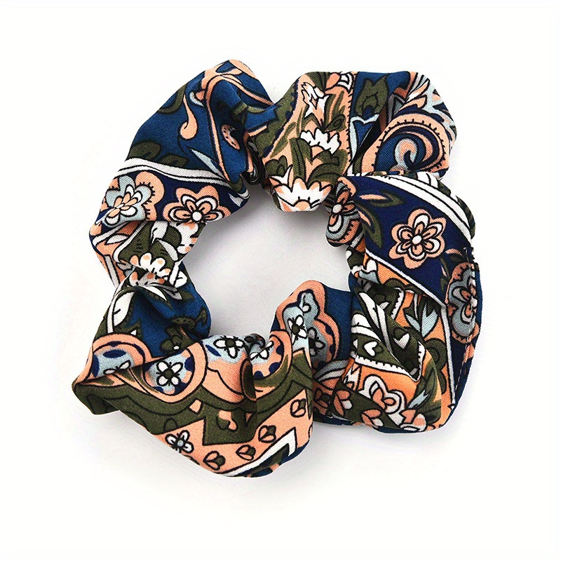 Boho Style Large Scrunchie Hair Tie Waist Fruit Flower Print Headwear