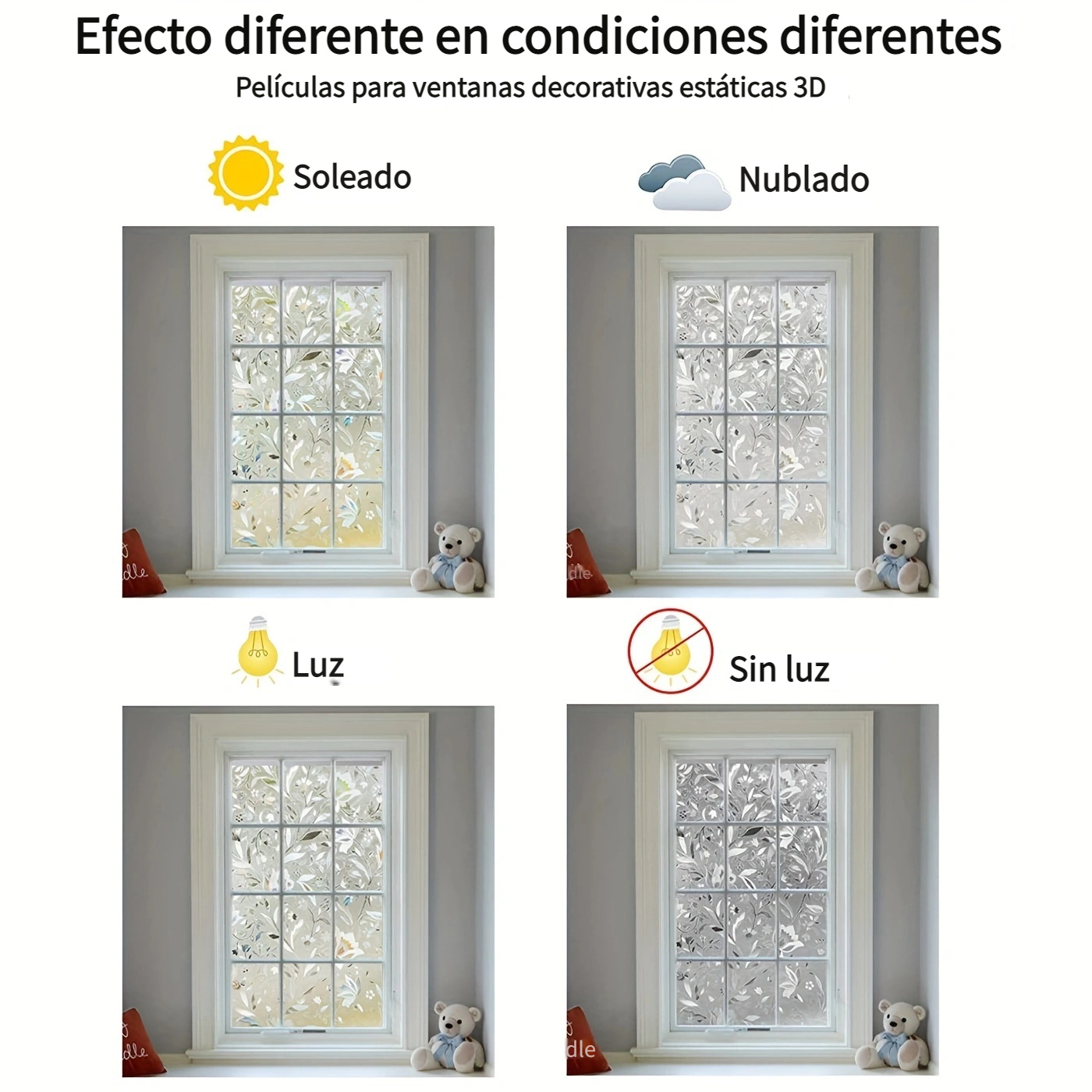 Película de ventana de privacidad sin pegamento, película autoadhesiva  estática, Control de calor, Anti UV, patrón de cristal, decoración de  vidrio, pegatinas para ventana -  España