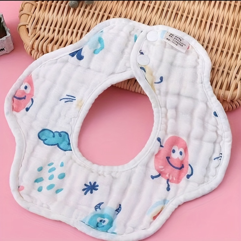 Infant Toddler Cotton Gauze Petal Bib, Absorbent Feeding Bib