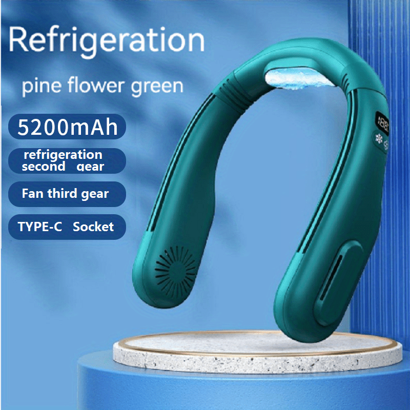 Cooler Mini Portable Fan 1200mah Leafless Hanging Neck Fan - Temu