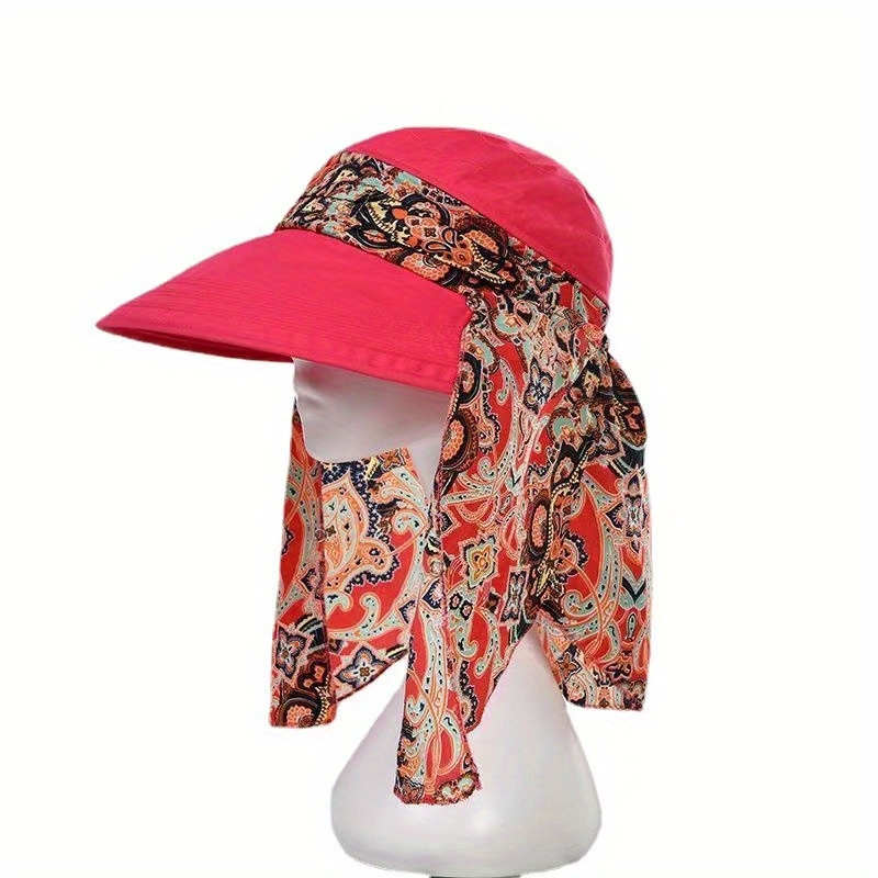 Women Summer Sun Caps Shade Hat Removable Sun Visor Cap Neck Face Head  Outdoor