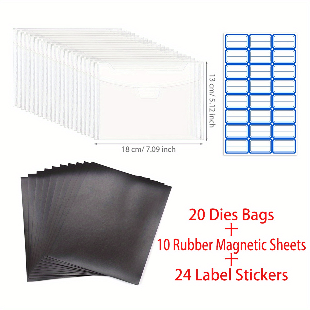 Clear Stamp Die Plastic Storage Bag With 30 Labels - Temu