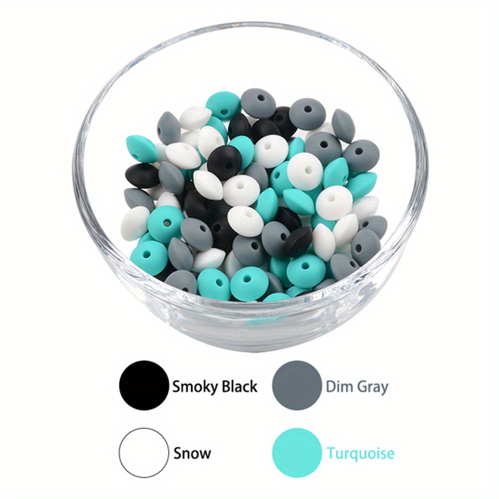 Dark Grey 12mm Lentil Silicone Beads