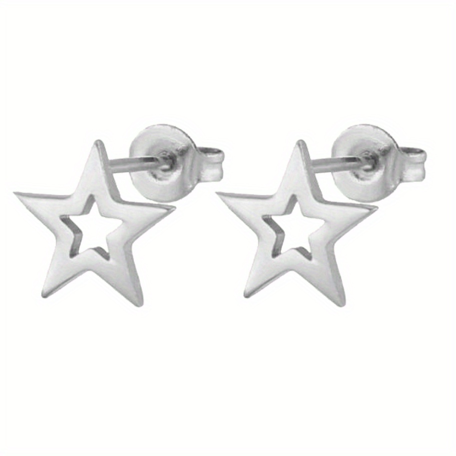 Stainless Steel Geometric Star Stud Earrings Small Earrings