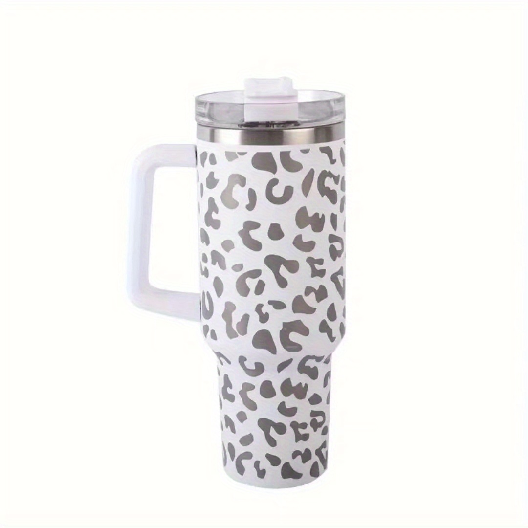 Regalo personalizado para estilista para mujer, vaso de acero inoxidable  con tapa, estampado de leopardo, taza de café, regalos para mujeres