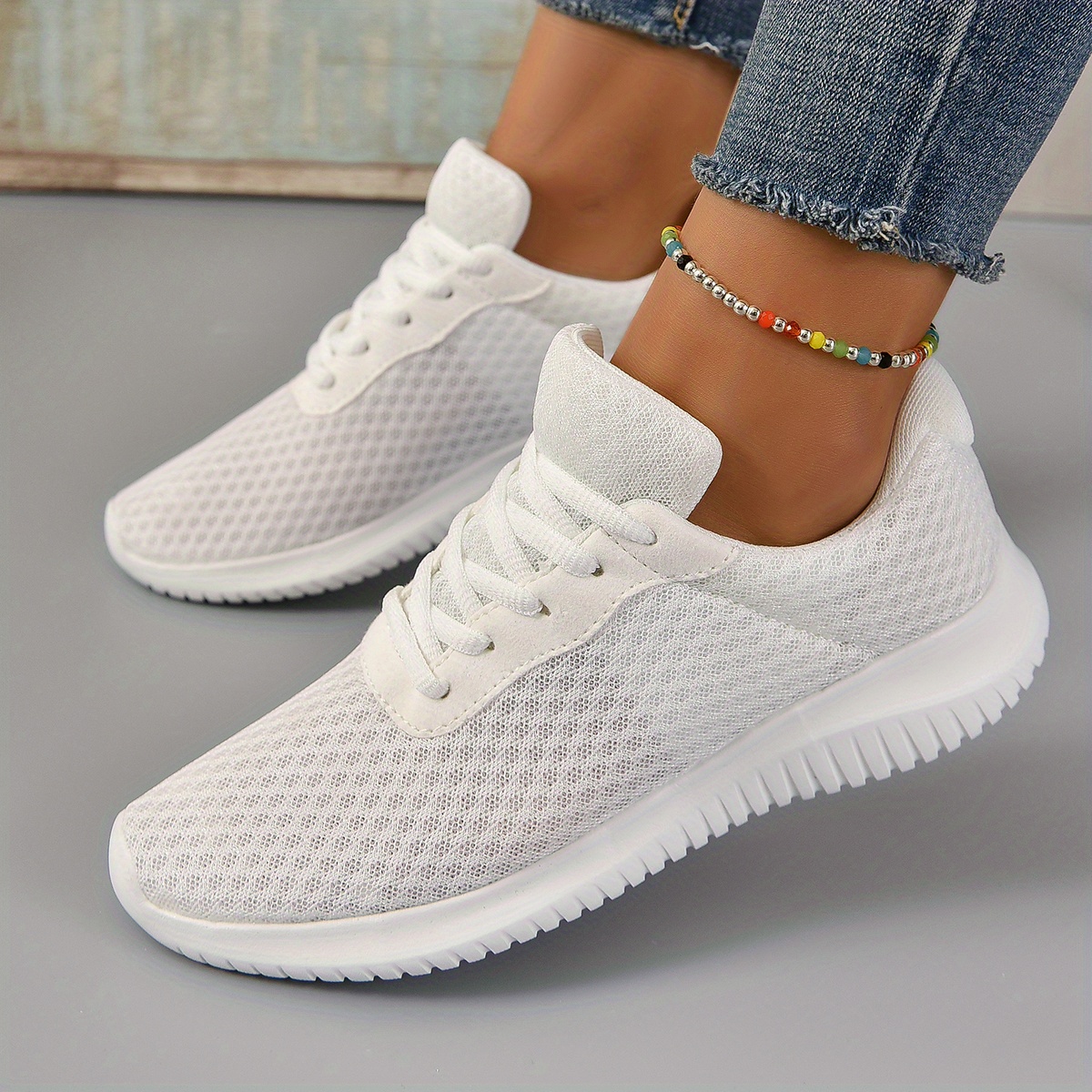 White mesh hot sale sneakers womens