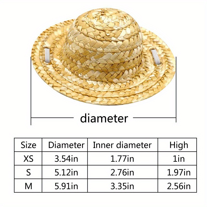 POPETPOP Adjustable Chihuahua Straw Hat, Fashion Dog Sombrero Hat