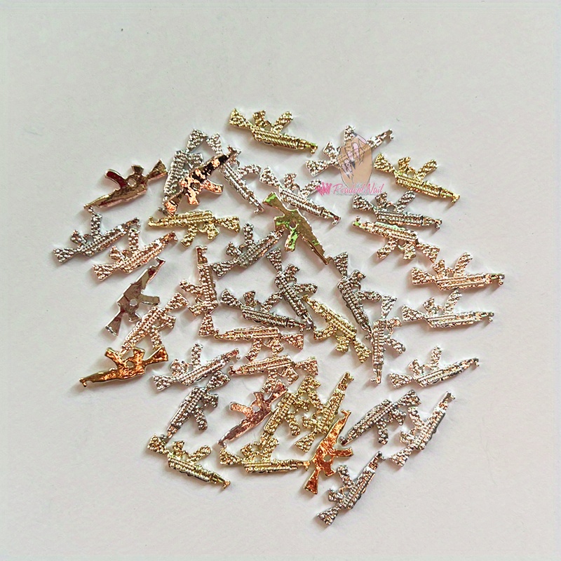 Luxury Nail Art Charms 3d Alloy Gun Shaped Rhinestone Nail - Temu